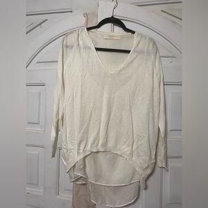 Zara Knit High-Low Sweater with chiffon under layer